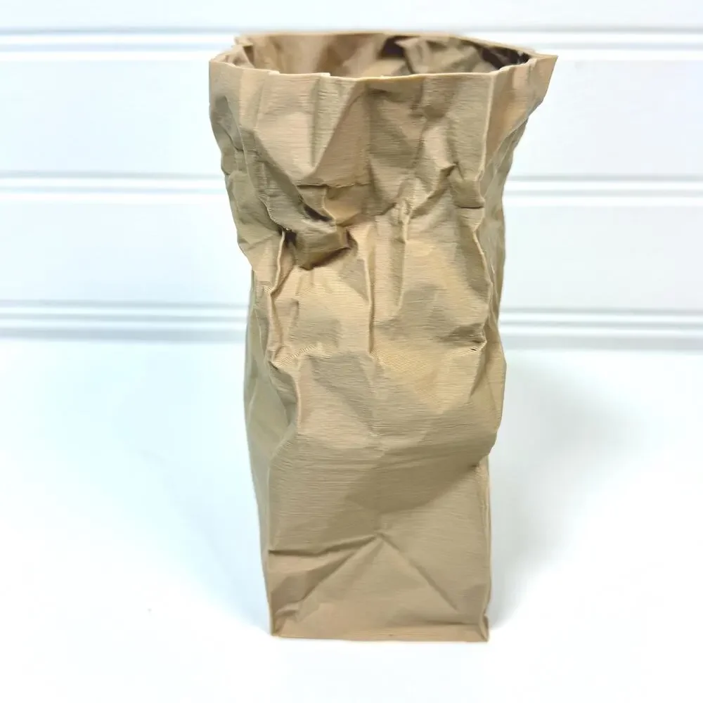 Kraftique - Paper Reborn , Crumpled Paper Bag Design, Small Tabletop Vase